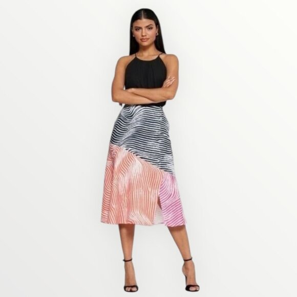 Ted Baker Canddra Colorblock Animal Print A-Line Midi Skirt - Picture 1 of 8